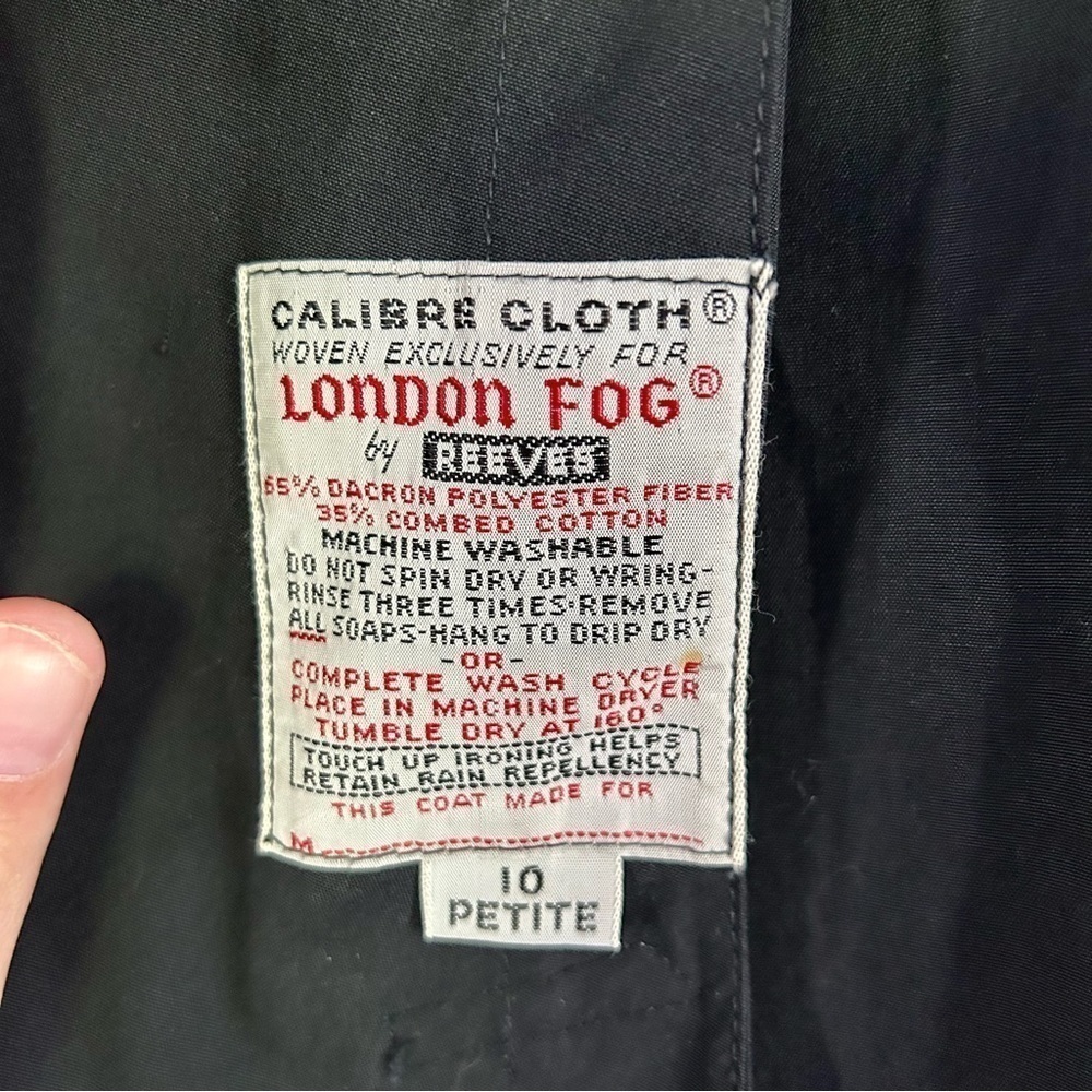 Vintage London Fog Maincoats by Reeves Black Trench Coat 10 Petite - Picture 5 of 8